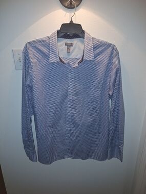 Express Men’s Blue Microprint Dress Shirt